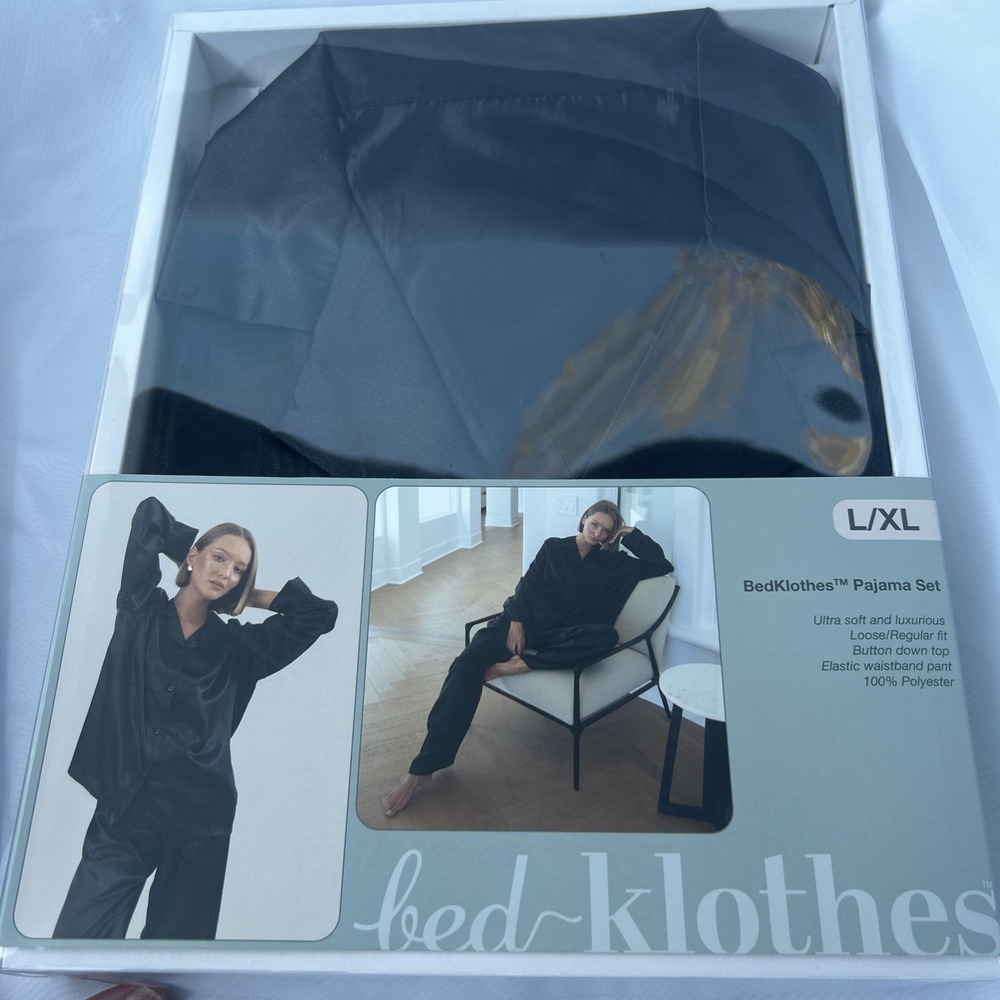 Satin Ultra Soft Pajama Set Women's L/XL Black BedKlothes‎